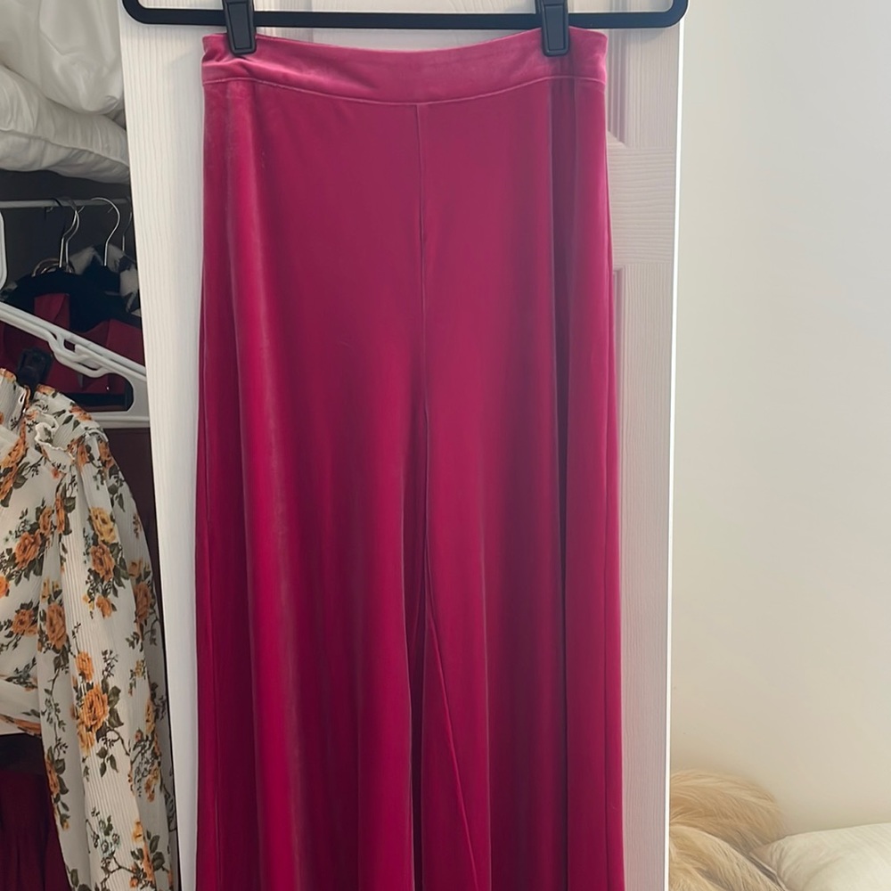 Bandit & the Babe Hot Pink Velvet Wide Leg Pants